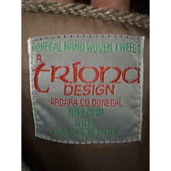Vintage 70's Triona Design Donegal Handwoven Herringborn Tweed Wool Blazer 52R - Picture 3 of 14